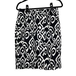 White House Black Market Skirt Womens Size 4 Black White Pencil Stretch Lined